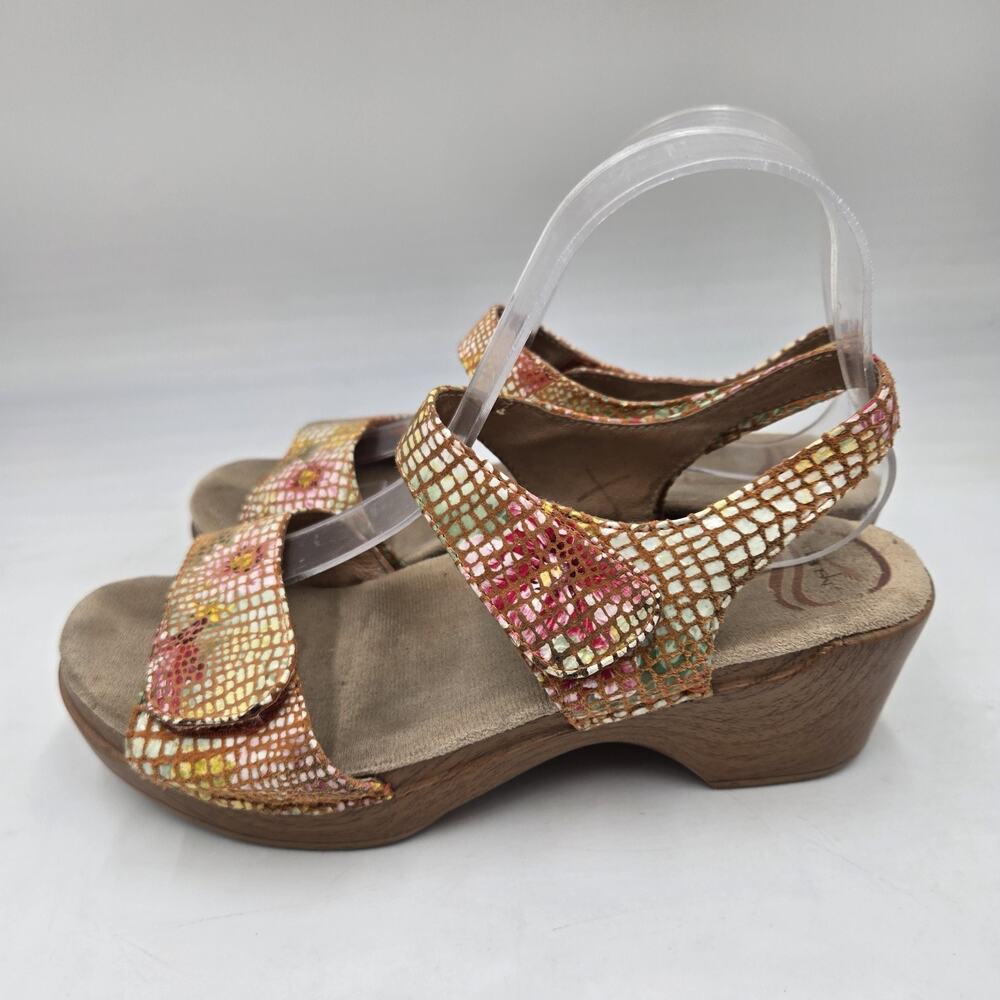 Dansko Sonnet Snake Print Metallic Rainbow Sandal Shoes 39 US 8.5 Art To Wear - Picture 3 of 7